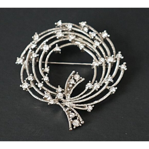 Mid-Century Modern Silver Tone Brooches Set of 5 Alaskan Diamond & Rhinestone Ac - Picture 4 of 7